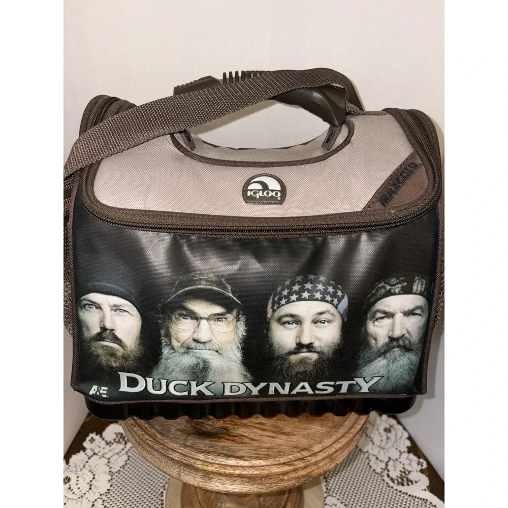 Collector Igloo Duck Dynasty Insulated Cooler Brown Black Beige Handle Lunch.VTG